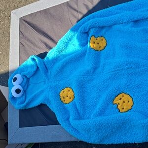 Cookie Monster Fuzzy Onesie - Adult